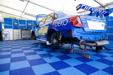 Zeltboden Typ EXPO-roll im Fahrerlager Racing Team - in blau