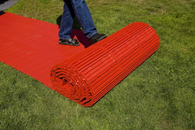 Zeltboden Typ EXPO-roll in Rot - rollbar, beweglich und flexibel